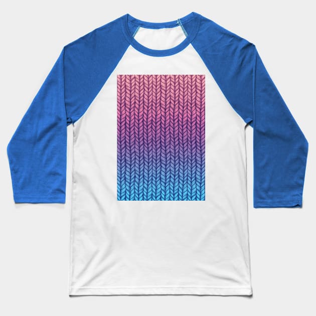 Chunky Knit Pattern in Pink, Blue & Purple Baseball T-Shirt by micklyn